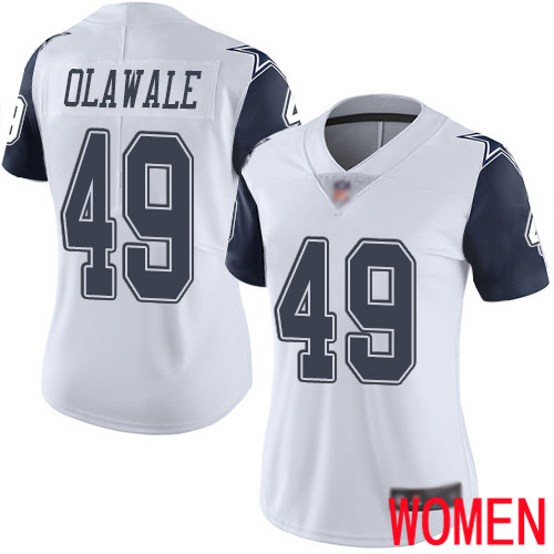 Women Dallas Cowboys Limited White Jamize Olawale #49 Rush Vapor Untouchable NFL Jersey